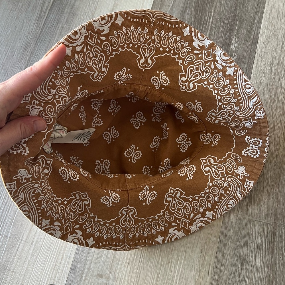 Free People Brown Paisley Reversible Bucket Hat - Picture 6 of 9